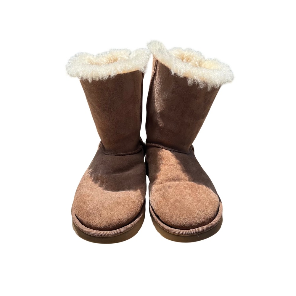 UGG Bailey Bow II Chestnut Suede Boots Womens Size 7 1016225 Mid Calf Bows